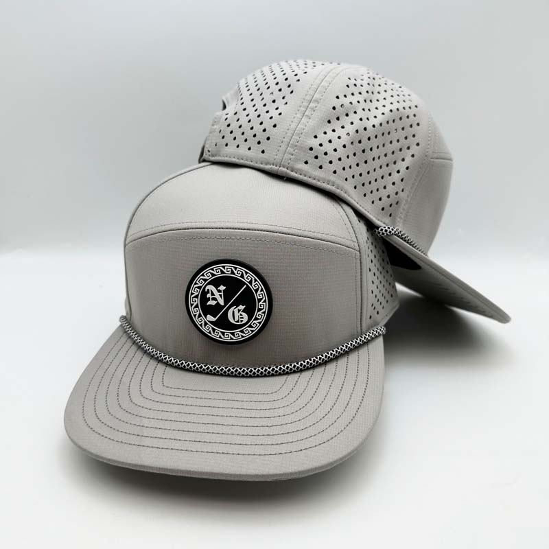 Custom Waterproof Snapback Baseball Caps Golf hats laser cut back panels