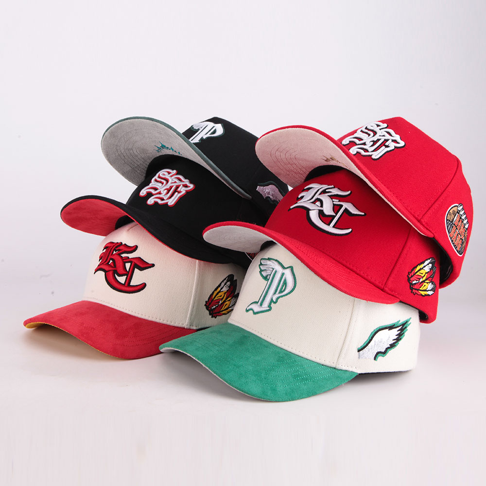 Wholesale Custom 100% Cotton 2 tone Baseball Caps with Embroidery Logo